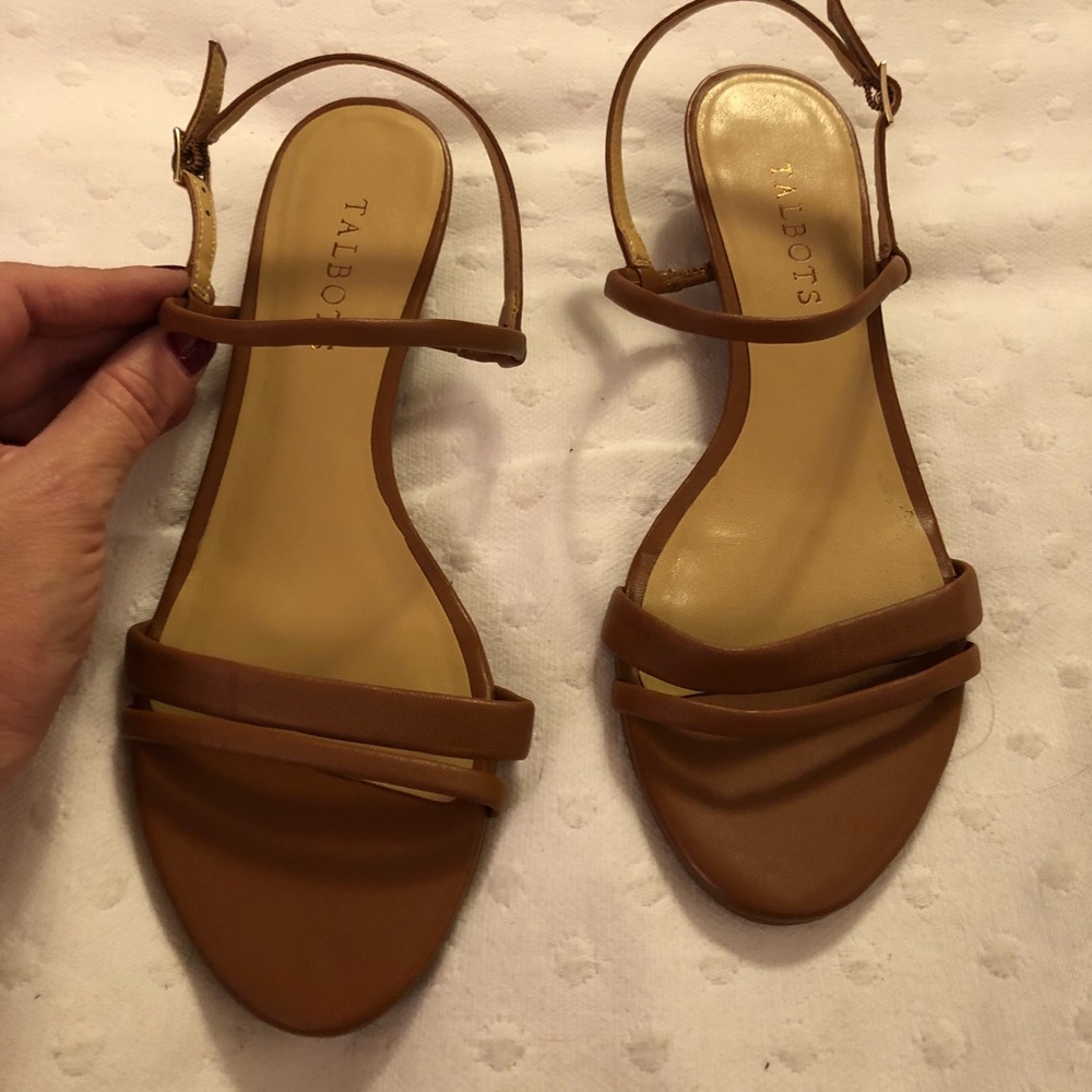 Talbots brown wedge sandals, sz 8